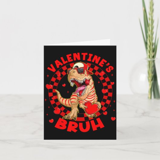 Happy Valentine's Bruh Funny Dinosaur Valentine Me Kaart (Voorkant)