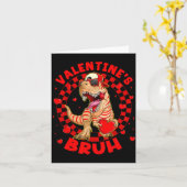 Happy Valentine's Bruh Funny Dinosaur Valentine Me Kaart (Gele Bloem)