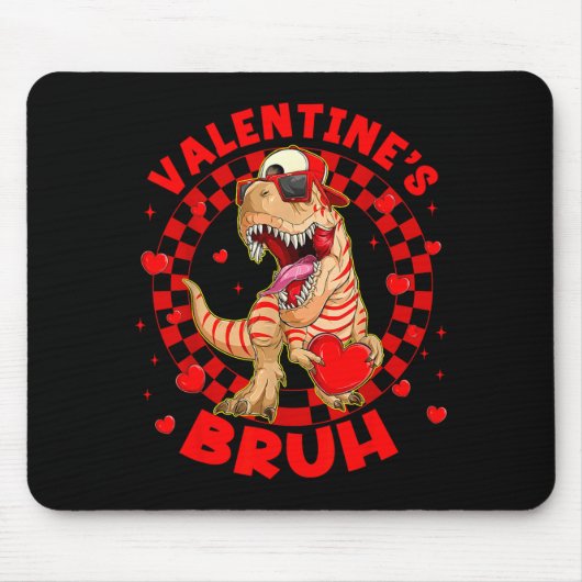 Happy Valentine's Bruh Funny Dinosaur Valentine Me Muismat (Voorkant)