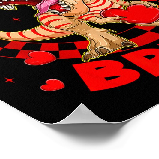 Happy Valentine's Bruh Funny Dinosaur Valentine Me Poster (Hoek)