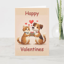 Happy Valentines Cat & Dog design Kaart