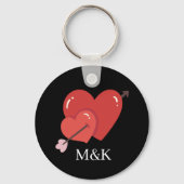 Happy valentines cute love hearts monogram  sleutelhanger (Voorkant)
