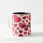 Happy valentine's cute red hearts  tweekleurige koffiemok (Voorkant links)