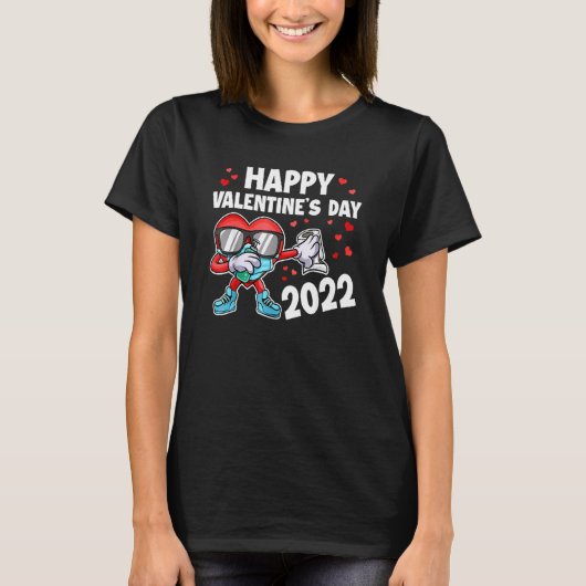 Happy Valentines Day 2022 Dabbing Heart Dab Face M T-shirt (Voorkant)