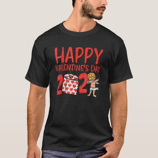 Happy Valentines Day 2023 Cupid Face Mask Quaranti T-shirt (Voorkant)