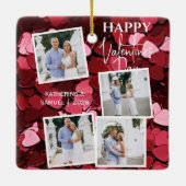 Happy Valentine's Day 4 Photo Collage Red Hearts Keramisch Ornament (Achterkant)