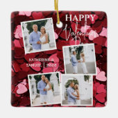 Happy Valentine's Day 4 Photo Collage Red Hearts Keramisch Ornament (Voorkant)