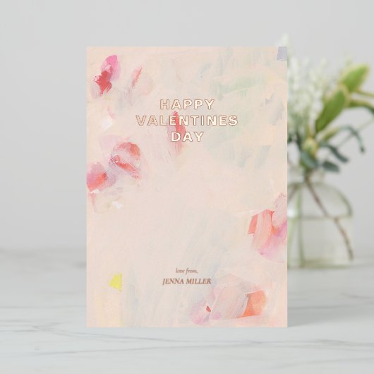 Happy Valentines Day Abstracte Art Folie Kaart (Staand Voorkant)