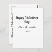 Happy Valentine's day add name date simple minimal Briefkaart (Voorkant / Achterkant)