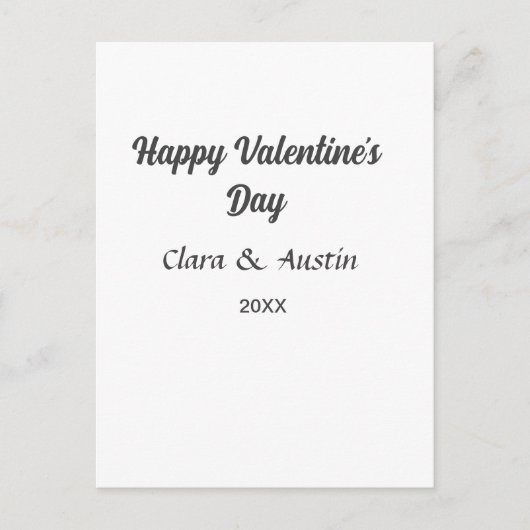 Happy Valentine's day add name date simple minimal Briefkaart (Voorkant)