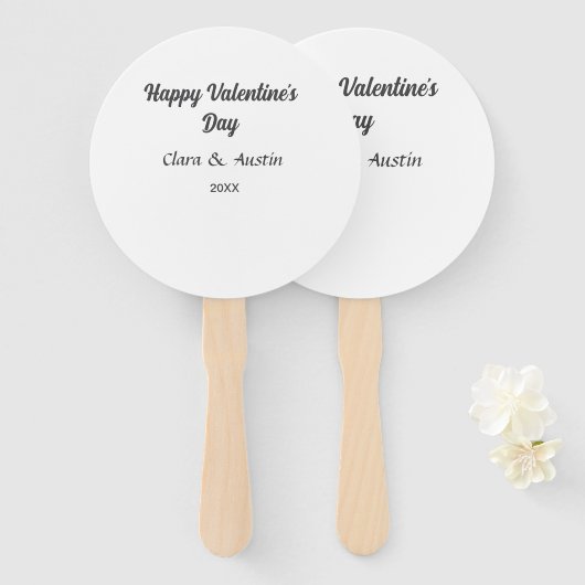 Happy Valentine's day add name date simple minimal Handwaaier (Voorkant en achterkant)