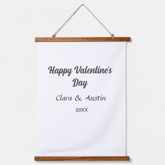 Happy Valentine's day add name date simple minimal Hangend Wandkleed (Voorkant)