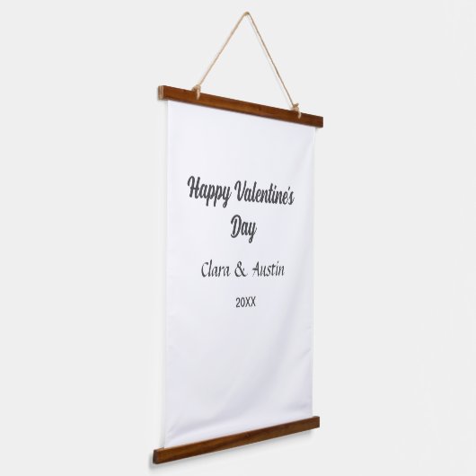 Happy Valentine's day add name date simple minimal Hangend Wandkleed (Gebogen)