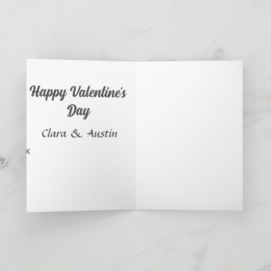 Happy Valentine's day add name date simple minimal Kaart (Binnen)
