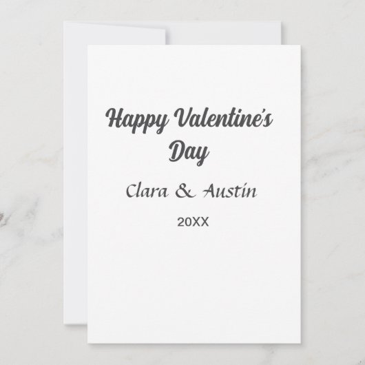 Happy Valentine's day add name date simple minimal Kaart (Voorkant)