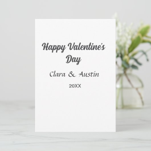 Happy Valentine's day add name date simple minimal Kaart (Staand voorkant)