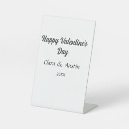 Happy Valentine's day add name date simple minimal Reclamebord Met Voetstuk