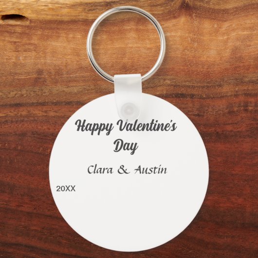 Happy Valentine's day add name date simple minimal Sleutelhanger (Achterkant)