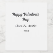 Happy Valentine's day add name date simple minimal Wijn Etiket (Enkel label)