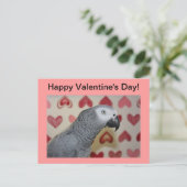 Happy Valentine's Day African Grey Parrot Briefkaa Feestdagenkaart (Staand voorkant)