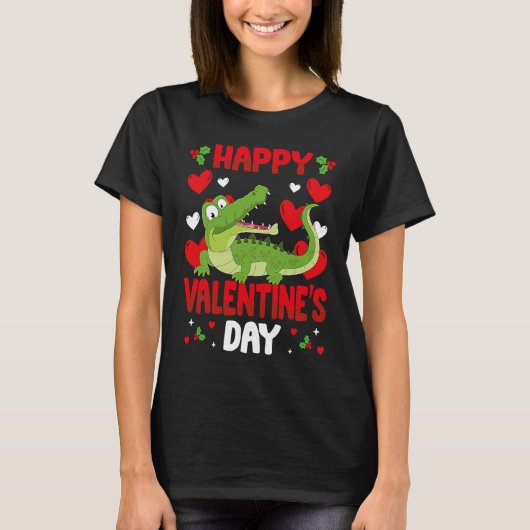 Happy Valentines Day Alligators Heart Love Animal T-shirt (Voorkant)