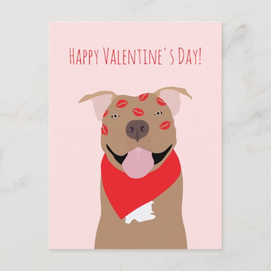 Happy Valentines Day American Bulldog Kiss Marks Briefkaart (Voorkant)