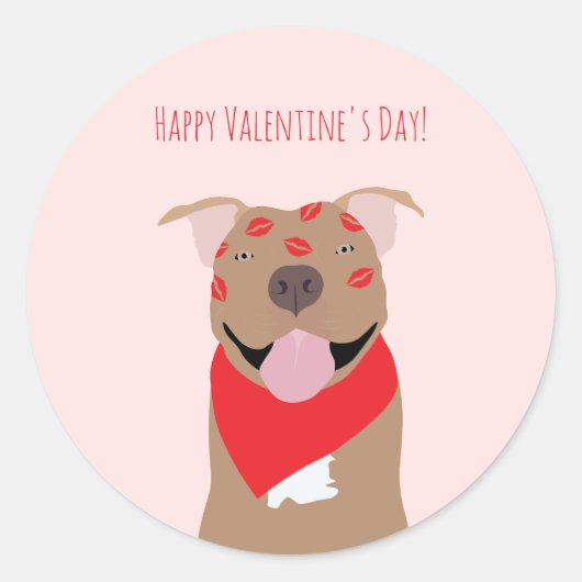 Happy Valentines Day American Bulldog Kiss Marks Ronde Sticker (Voorkant)