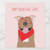 Happy Valentines Day American Bulldog Kiss Marks Wijn Etiket (Enkel label)
