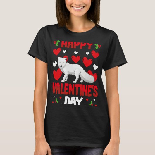 Happy Valentines Day Arctic Foxes Heart Love Anima T-shirt (Voorkant)