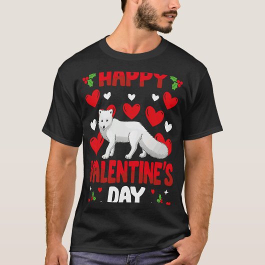 Happy Valentines Day Arctic Foxes Heart Love Anima T-shirt (Voorkant)