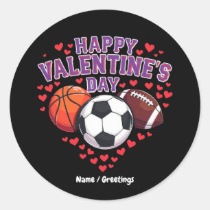 Happy Valentines Day Basketbal Football Ronde Sticker