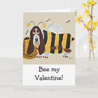 Happy Valentine's Day Basset Folded Greeting Card Kaart