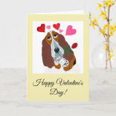 Happy Valentine's Day Basset Hound Doggie Card Kaart (Gele Bloem)