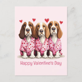 Happy Valentines Day Basset Hound Dogs Briefkaart