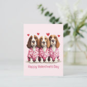 Happy Valentines Day Basset Hound Dogs Briefkaart (Staand voorkant)