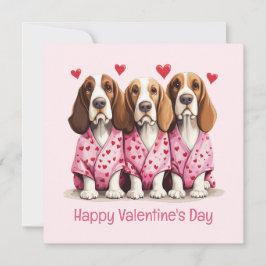 Happy Valentines Day Basset Hound Dogs Feestdagenkaart