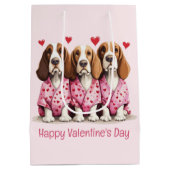 Happy Valentines Day Basset Hound Dogs Medium Cadeauzakje (Achterkant)