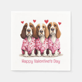 Happy Valentines Day Basset Hound Dogs Servet