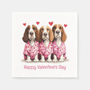 Happy Valentines Day Basset Hound Dogs Servet