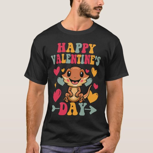 Happy Valentines Day Bearded Dragon Heart Love Gro T-shirt (Voorkant)