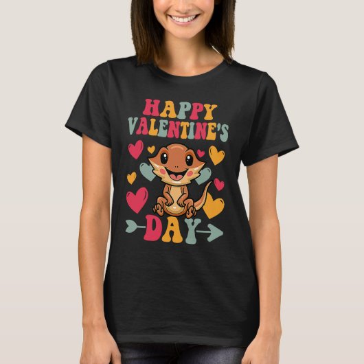 Happy Valentines Day Bearded Dragon Heart Love Gro T-shirt (Voorkant)