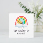 Happy Valentine's Day Bee-utiful Flat Card Feestdagenkaart (Staand voorkant)