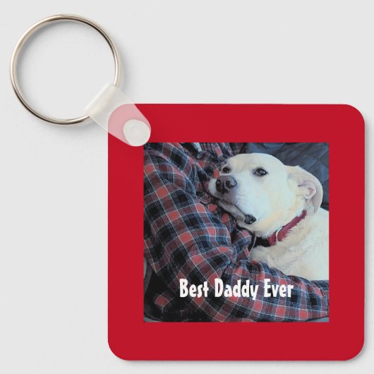 Happy Valentine's Day Best Daddy Schattige Dog Fot Sleutelhanger (Voorkant)