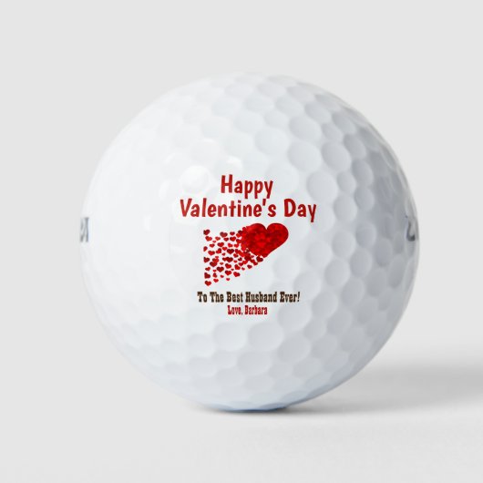 Happy Valentines Day Best Husband Ever Red Hearts Golfballen (Voorkant)