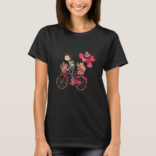 Happy Valentines Day Bicycle Lovely Relationship F T-shirt (Voorkant)