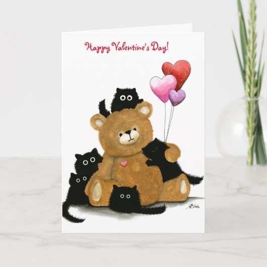 Happy Valentine's Day Black Cats beroemd gemaakt d Feestdagen Kaart (Voorkant)