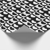 Happy Valentines Day Black en White Hearts Cadeaupapier (Hoek)