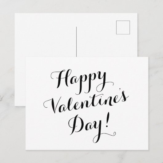 Happy Valentine's Day black script kalligrafie Briefkaart (Voorkant / Achterkant)