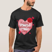 Happy Valentine's Day Black T-shirt (Voorkant)