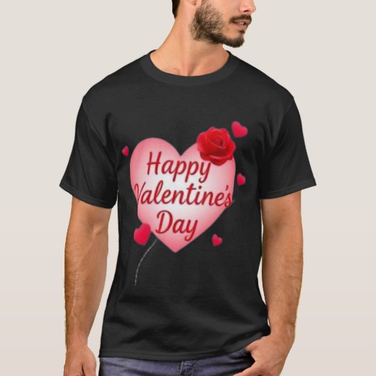 Happy Valentine's Day Black T-shirt (Voorkant)